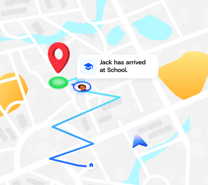 A live map showing Jack's arrival at school.